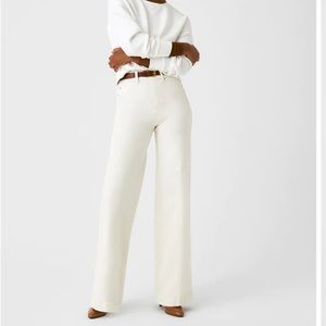 SPANX Seamed Front Wode Leg Jeans, Ecru, Petite Small